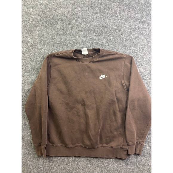 Nike Other - Nike Crewneck Sweatshirt Mens L Brown Embroidered Logo Fleece Pullover